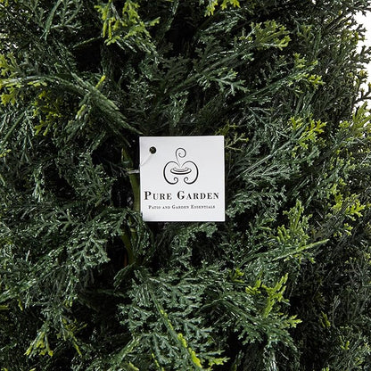 Artificial Cypress Topiary-37 Tower Style Faux Plant in Sturdy Pot - Realistic Indoor or Outdoor Potted Shrub-Home Decor by Pure Garden