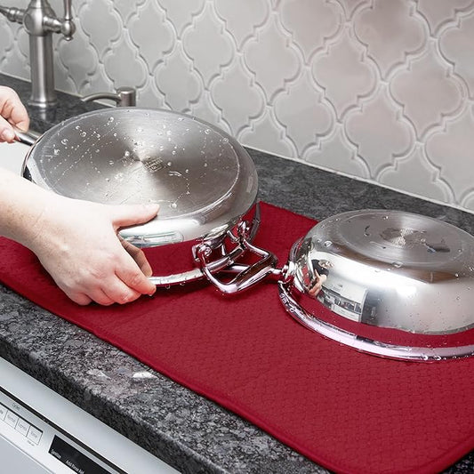 All-Clad Premium Reversible Dish Drying Mat for Kitchen: 16" x 28" Ultra-Absorbent, Long-Lasting, No Condensation, and Oversized for Large Pots and Pans - 1 Pack, Chili
