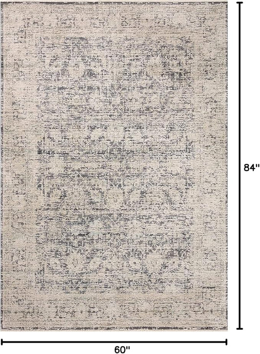 Loloi Amber Lewis Alie Collection ALE-05 Charcoal/Beige 5'-3'' x 7'-9'', .13'' Pile Height, Area Rug
