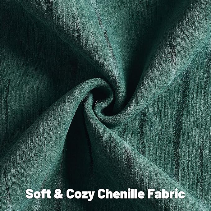 FUTEI Dark Green Chenille Decorative Throw Pillow Covers 12x20 Inch Set of 2,Soft Embossed Striped Textured Lumbar Pillow Cases,Modern Home Decor for Couch Bed Living Room