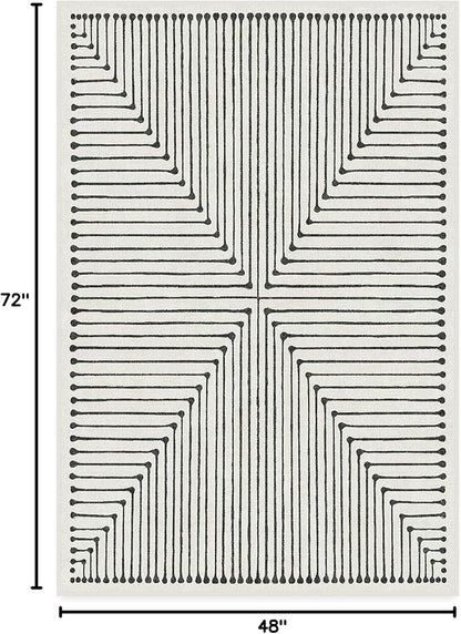RUGGABLE x Jonathan Adler Machine Washable Modern Area Rug – Inkdrop Black & Ivory 4x6, Stain-Resistant, Non-Slip – Medium Rugs for Living Room, Bedroom, Hallway, Entryway & Office–with Cushioned Pad