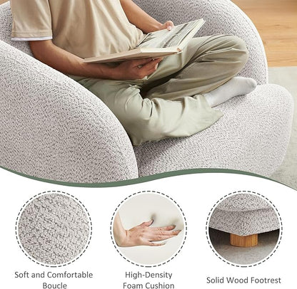 VANOMi Oversized Living Room Chair, Modern Comfy Accent Barrel Chairs, Single Sofa Chair with Wood Legs, Upholstered Armchair for Bedroom, Office, Waiting Room (Camel)