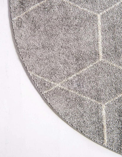 Unique Loom Trellis Frieze Collection Area Rug - Geometric (5' 1" Round Light Gray/Ivory)