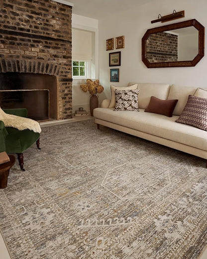 Loloi Chris Loves Julia Ida Collection IDA-01 Taupe/Multi 3'-6" x 5'-6", .19" Pile Height, Accent Rug