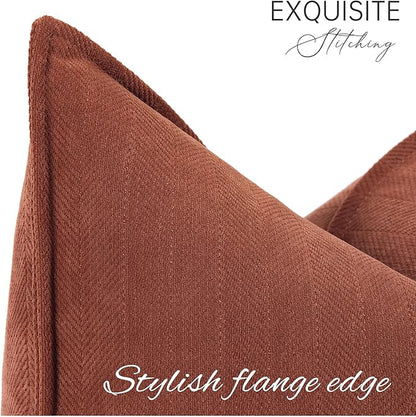 ZWJD Rust Throw Pillow Covers 16x16 Set of 2 Chenille Fall Pillow Covers with Elegant Design Soft and Luxurious Decorative Throw Pillows for Couch, Bed, and Home Decor