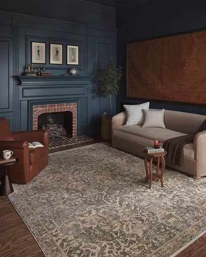 Loloi Magnolia Home by Joanna Gaines Junie Collection JUE-01 Blue/Natural 7'-10" x 7'-10", .38" Pile Height, Round Area Rug