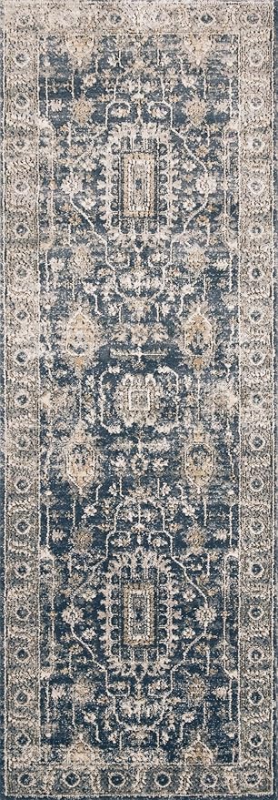 Loloi Teagan Collection TEA-03 Denim/Pebble 3'-4" x 5'-7" Accent Rug, Large, Soft Neutral Rug, High-Traffic for Living Room, Bedroom, Home Office, Dining Area