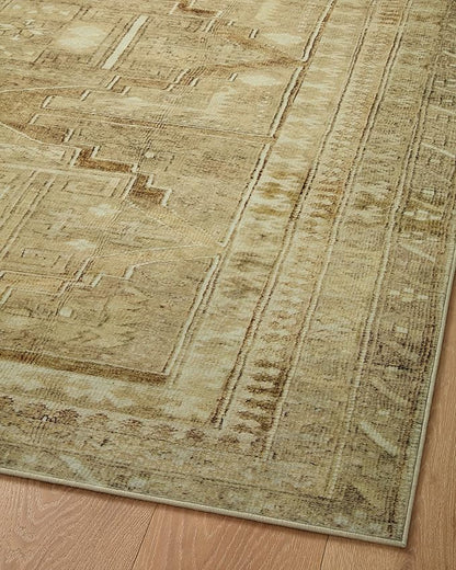 Loloi Magnolia Home by Joanna Gaines Sinclair Collection SIN-02 Khaki/Tobacco 5'-0" x 7'-0", .25" Pile Height, Machine Washable, Area Rug