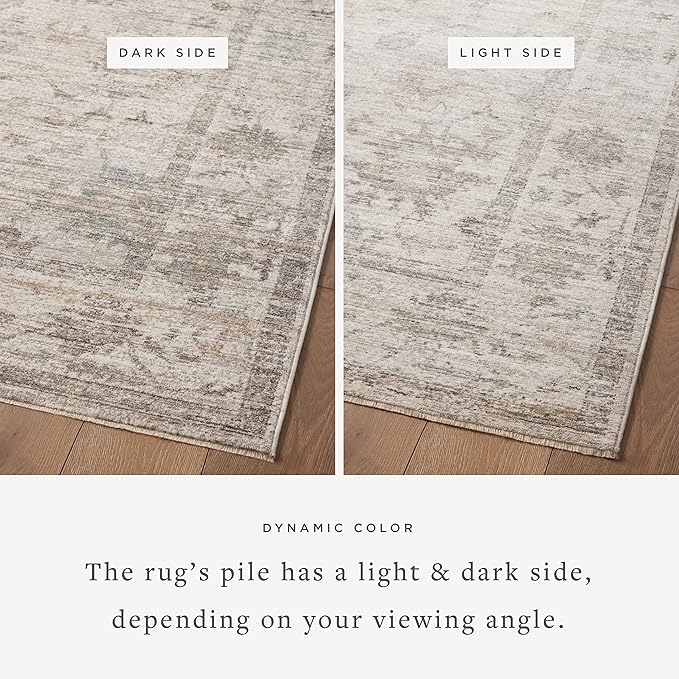 Loloi Magnolia Home by Joanna Gaines Millie Collection MIE-01 Silver/Dove 3'-6" x 5'-6", .25" Pile Height, Accent Rug