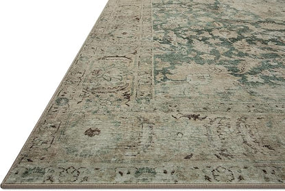 Loloi Magnolia Home by Joanna Gaines Sinclair Collection SIN-05 Jade/Sand 7'-6" x 9'-6", .25" Pile Height, Machine Washable, Area Rug