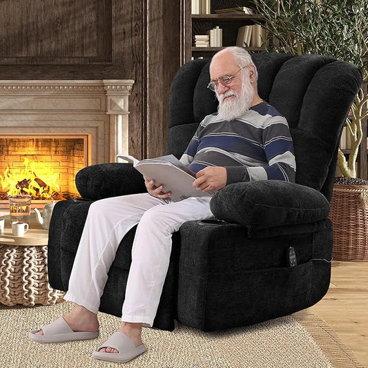 DURASPACE Power Lift Recliner Chair Massage Recliners with Heat, Shell Backrest Lift Chair Recliners for Elderly（Dark Gray）