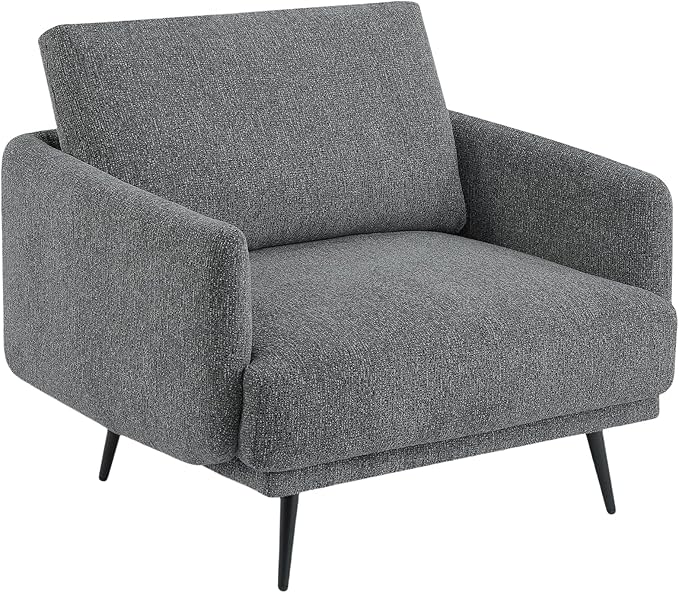 Oversized Accent Chair for Living Room Chairs Reading Arm Chair Comfy Modern Single Sofa Side Chairs with Metal Legs & Soft Cushion for Bedroom, Waiting Room (Chenille Dark Grey, Set of 1)