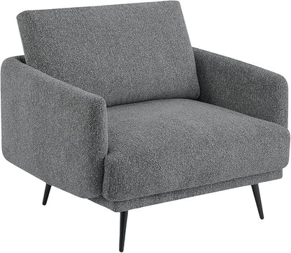 Oversized Accent Chair for Living Room Chairs Reading Arm Chair Comfy Modern Single Sofa Side Chairs with Metal Legs & Soft Cushion for Bedroom, Waiting Room (Chenille Dark Grey, Set of 2)