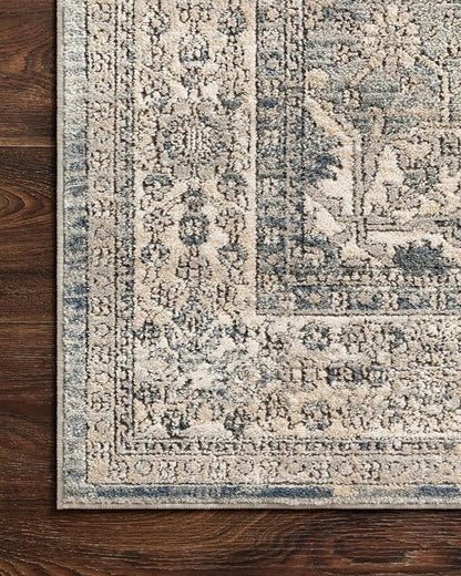 Loloi Teagan Collection TEA-04 Sky/Natural 2'-8" x 13' Runner Rug, Large, Soft Neutral Rug, High-Traffic for Living Room, Bedroom, Home Office, Dining Area