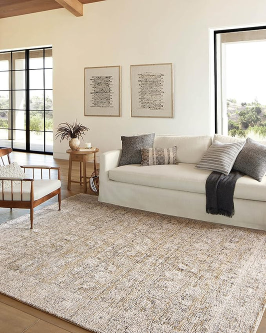 Loloi Amber Lewis Alie Collection ALE-05 Gold/Beige 5'-3'' x 7'-9'', .13'' Pile Height, Area Rug
