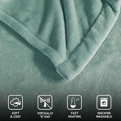 Beautyrest Heated Electric Blanket for Cold Weather, Fast Heating Heated Blanket, Auto Shut Off, Virtually Zero EMF, Multi Heat Setting, UL Certified, Aqua King (90 inx100 in)