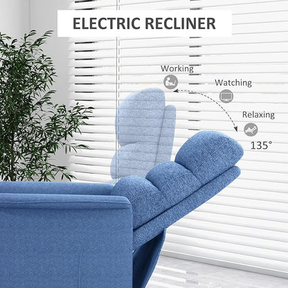 HOMCOM Power Lift Recliner Chair for Elderly, Easy Assembly, Fabric Lift Chair for Adults, Recliner Sofa with Remote Control, Side Pockets for Living Room, Blue
