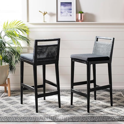 SAFAVIEH Darin Barstool, Black/Black