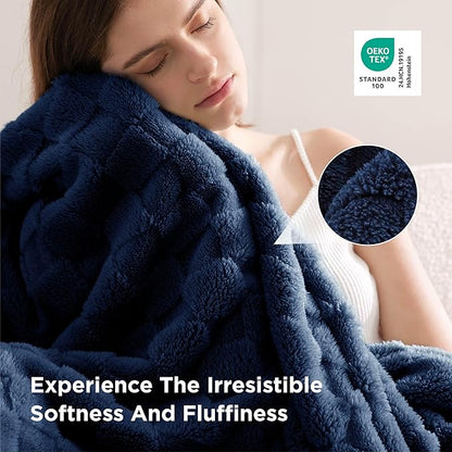 Bedsure GentleSoft Twin Blanket for Bed Navy Blue - Super Soft Cozy Blankets for Women Men Girls, Cute Fuzzy Fleece Throws for Bedroom Couch, 60x80 Inches