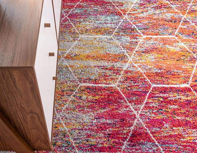 Unique Loom Trellis Frieze Collection Area Rug - Geometric (7' 10" Octagon, Multi/ Ivory)
