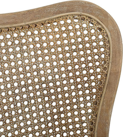 Christopher Knight Home Collda Modern Upholstered Barstools, Wicker Backrest, Vintage Classic Style for Home Bar, Living Room, Kitchen Counter (Set of 2), Dark Brown+Beige