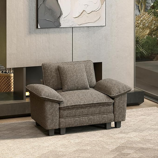 HERA'S HOUSE 54" Modular Sectional Sofa Couches for Living Room, Comfy Cloud Couch 1-Seater Deep Seat Sofa with Throw Pillow, Chenille Ash