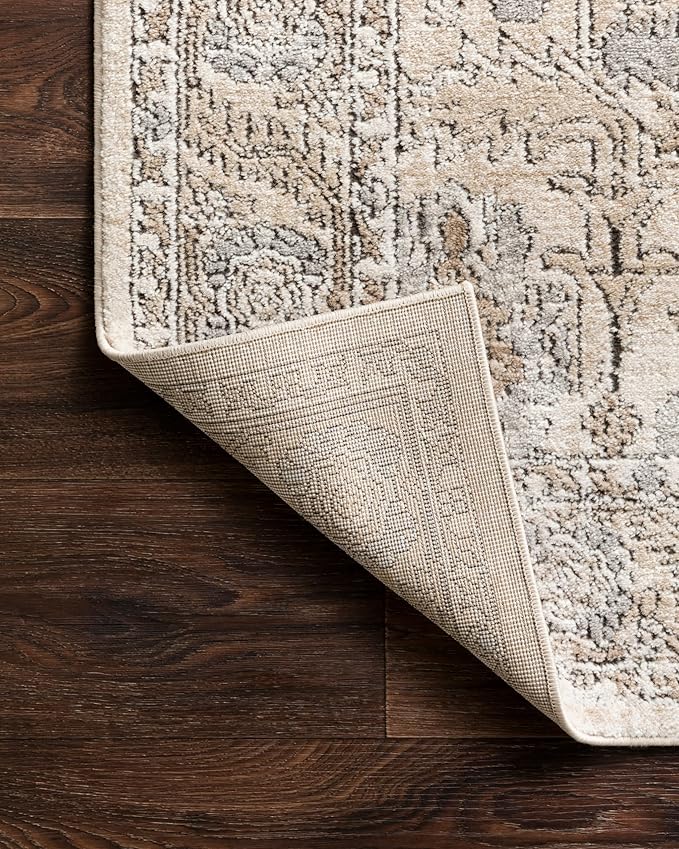 Loloi Teagan Collection TEA-03 Ivory/Sand 2'-8" x 7'-6" Runner Rug, Large, Soft Neutral Rug, High-Traffic for Living Room, Bedroom, Home Office, Dining Area