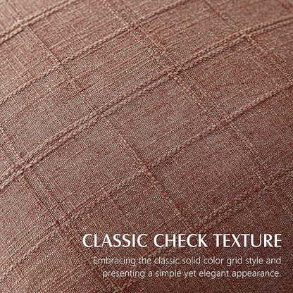 Foindtower Set of 2 Decorative Linen Check Throw Pillow Covers Neutral Farmhouse Vintage Cushion Covers Modern Boho Home Decor for Sofa Chair Couch Bedroom Living Room,26×26 Inch,Autumnal Red