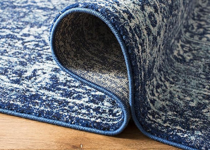SAFAVIEH Evoke Collection 4' x 6' Navy/Ivory EVK256A Oriental Distressed Non-Shedding Living Room Bedroom Accent Rug