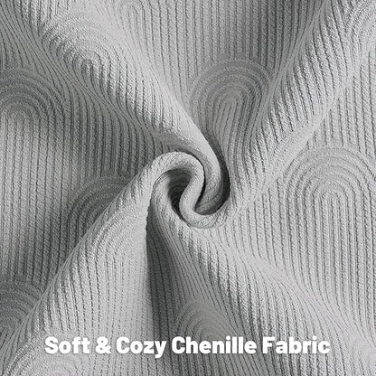 FUTEI Dusty Blue Chenille Decorative Throw Pillow Covers 20x20 Inch Set of 2,Soft Cozy Striped Geometric Patterns Cushion Cases,Modern Home Decor for Couch Bed Living Room