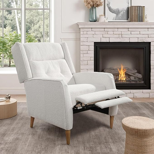 Art Leon Modern Accent Chair with Ottoman - Soft Fabric Armchair with Adjustable Backrest Modular Single Sofa Comfy Lounge Chair Mid Century Modern Chair for Bedroom Living Room, White