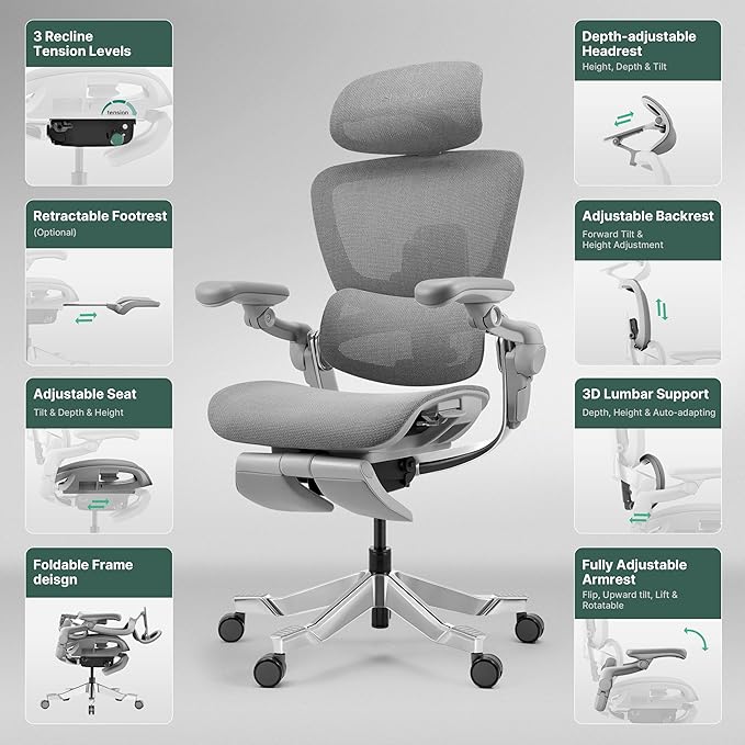 HINOMI H2 Pro Premium Ergonomic Office Chair - Comfy Home Office Desk Computer Chair with Adjustable Back Support, Swivel Wheels, Flip-up Arms, Comfortable Mesh Seat for Desk Work (Pink)