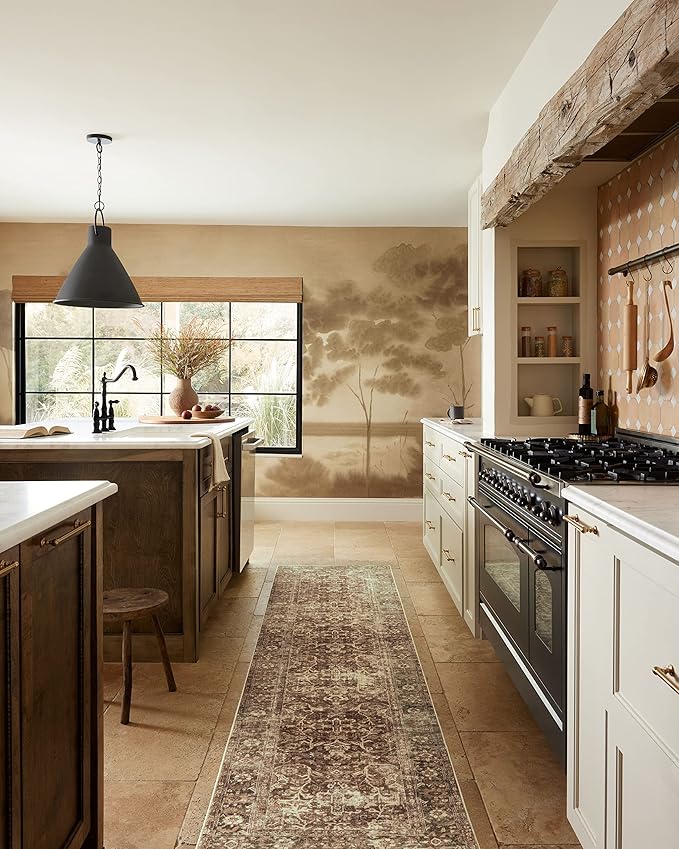 Loloi Magnolia Home by Joanna Gaines Sinclair Collection SIN-01 Rust/Lagoon 3'-6" x 5'-6", .25" Pile Height, Machine Washable, Accent Rug
