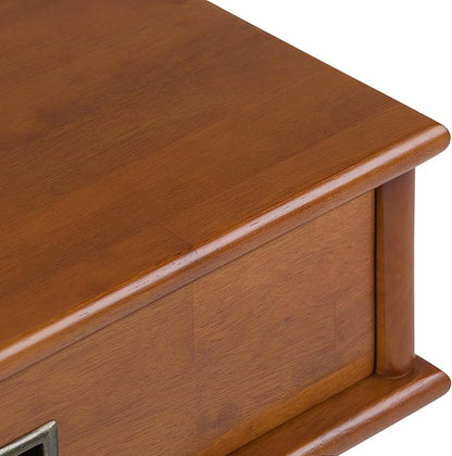 SIMPLIHOME Draper SOLID HARDWOOD 22 inch Wide Rectangle Mid Century Modern End Table in Teak Brown for the Living Room and Bedroom