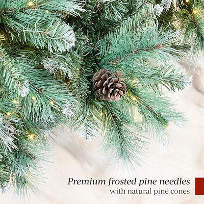 Best Choice Products Full Scotch Pine Christmas Tree, 6ft Pre-Lit Frosted Holiday Decor w/ 1,200 Twinkling Micro LED Lights, 2-in-1 White & Multicolor