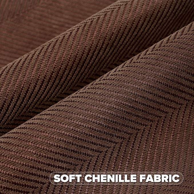 FUTEI Dark Brown Chenille Throw Pillow Covers 26x26 Inch Set of 2,Soft Wide Chevron Textured Euro Pillow Shams,Farmhouse Home Decor for Couch Bed Living Room
