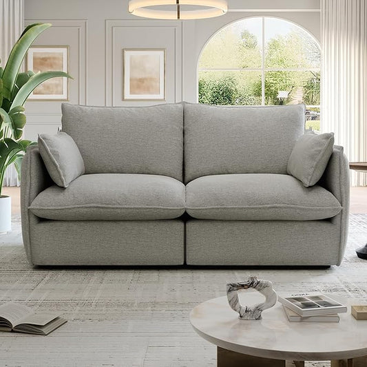 Cloud Modular Sectional Sofa, Waterproof Down Filled Sectional Sofa, High Backrest Loveseat Sectional Couches for Living Room, Modern Modular Couch with Removable Cover, Light Gray