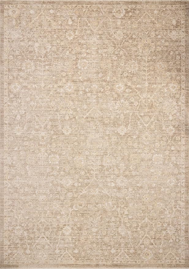 Loloi Chris Loves Julia Palma Collection PLM-01 Bark/Natural 5'-3" x 7'-6" Area Rug Vintage Style Boho Living Room Bedroom Carpet