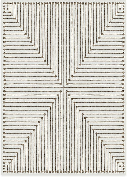 RUGGABLE x Jonathan Adler Machine Washable Modern Area Rug – Inkdrop Camel & Ivory 5x7, Stain-Resistant, Non-Slip – Medium Rugs for Living Room, Bedroom, Hallway, Entryway & Office–with Cushioned Pad