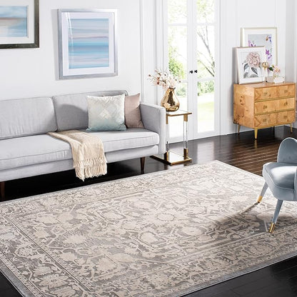 SAFAVIEH Reflection Collection Area Rug - 5'1" x 7'6", Dark Grey & Cream, Non-Shedding & Easy Cleaning, Ideal for Living Room, Bedroom (RFT665B)