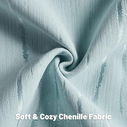 FUTEI Light Blue Chenille Decorative Throw Pillow Covers 26x26 Inch Set of 2,Soft Embossed Striped Textured Euro Pillow Shams,Modern Home Decor for Couch Bed Living Room