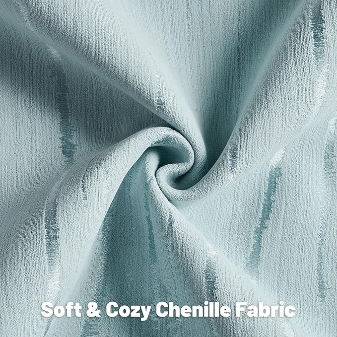 FUTEI Light Blue Chenille Decorative Throw Pillow Covers 18x18 Inch Set of 2,Soft Embossed Striped Textured Cushion Case,Modern Home Decor for Couch Bed Living Room
