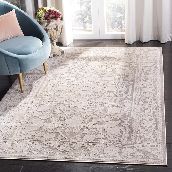 SAFAVIEH Area Rug 4x6 - Reflection Collection - Beige & Cream, Non-Shedding & Easy Cleaning, Ideal for Entryway, Living Room, Bedroom (RFT665A)