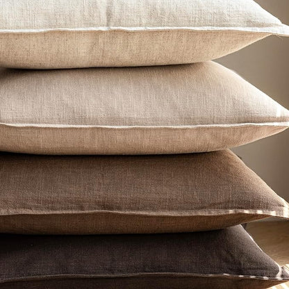 Foindtower Pack of 2, Decorative Linen Soild Throw Pillow Covers Soft Accent Cushion Case Farmhouse Neutral Pillowcase for Chair Couch Sofa Bedroom Living Room Home Decor 26 x 26 Inch Tan Beige