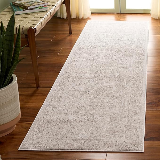 SAFAVIEH Reflection Collection Runner Rug - 2'3" x 10', Cream & Ivory, Non-Shedding & Easy Cleaning, Ideal for Living Room, Bedroom (RFT665D)