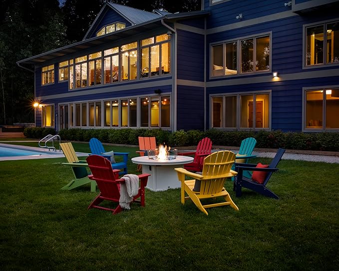 POLYWOOD AD420PB Modern Adirondack Chair, Pacific Blue, Durable High Density Polyethylene Construction, Easy Assembly, Waterproof, Comfortable Contoured Seat