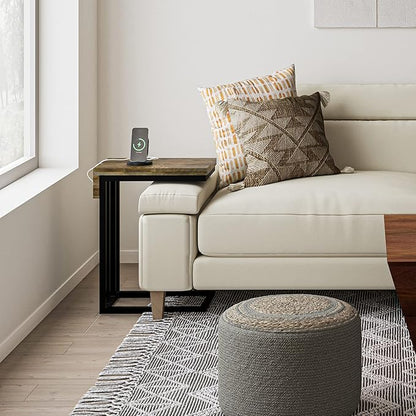 SIMPLIHOME Hayward Modern Industrial 19 inch Wide Metal Side Table in Natural, Fully Assembled for the Living Room and Bedroom