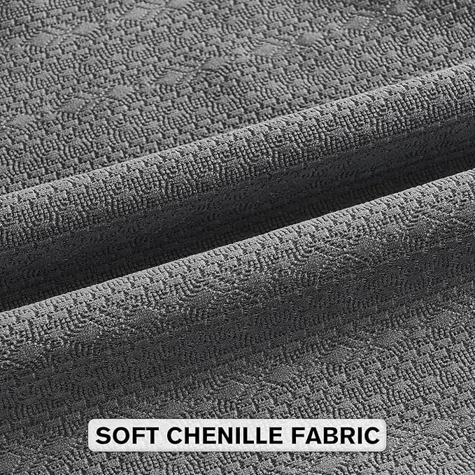 FUTEI Dark Grey Chenille Throw Pillow Covers 16x16 Inch Set of 2,Soft Striped & Diamond Textured Cushion Cases,Modern Home Decor for Couch Living Room