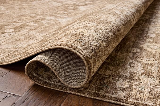 Loloi Chris Loves Julia Palma Collection PLM-09 Brown/Earth 9'-6" x 13'-1" Fringe Area Rug Vintage Style Boho Living Room Bedroom Carpet