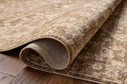 Loloi Chris Loves Julia Palma Collection PLM-09 Brown/Earth 5'-3" x 7'-6" Fringe Area Rug Vintage Style Boho Living Room Bedroom Carpet